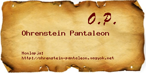 Ohrenstein Pantaleon névjegykártya